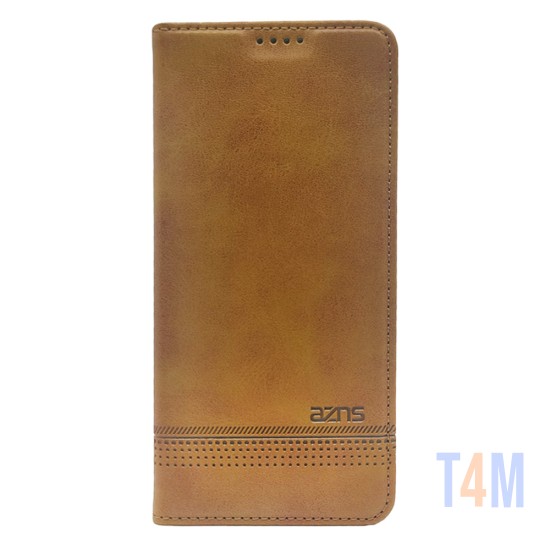  LEATHER FLIP COVER WITH INTERNAL POCKET AND CARD HOLDER FOR SAMSUNG M23 BROWN.